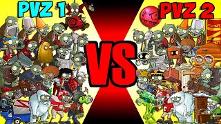 All Zombies in PVZ 1 vs PVZ 2 - Who Will Win? -  Team Zombies Battlez (Synthetic Full)