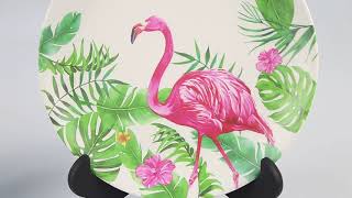 Tropical flamingo and palm leaf design melamine tableware and dinnerware with melamina plate tray