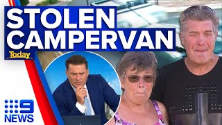 Retirees in tears after ‘low life scumbags’ steal their campervan | 9 News Australia