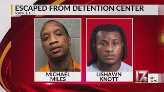 Reward offered in search for escaped inmates in Vance County