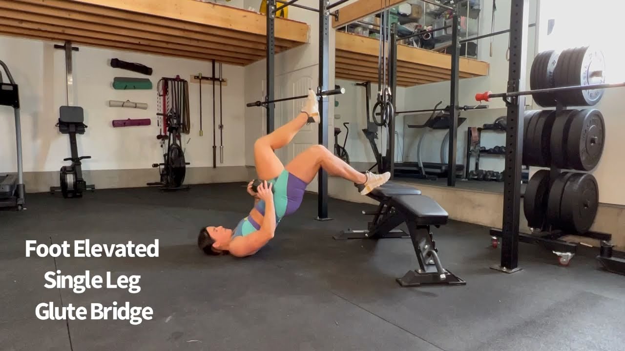Db Foot Elevated Single Leg Glute Bridge Youtube