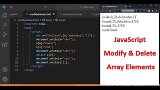 JavaScript Modify & Delete Array Elements | JavaScript Tutorial in Hindi Part 38