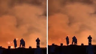شاهد ‏‏حريق وادي بحي السويدي في الرياض / حريق هائل ب وادي بحي السويدي في الرياض السعودية 😱💔