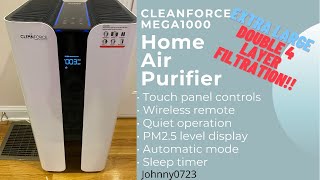 Cleanforce Mega1000 Large Room Air Purifier - Dual 4-layer filtration system, real time PM2.5 index