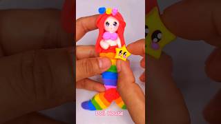 DIY how to make polymer clay miniature | 🧜‍♀️ Rainbow doll mermaid#shorts #short #polymerclayhacks