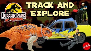 Mattel Jurassic Park 30th Anniversary 93 Classic Track \u0026 Explore Vehicle set Review!!! Scutosaurus!