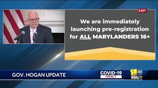 Raw: Gov announces Maryland opens preregistration for COVID-19 appointments to everyone older tha...