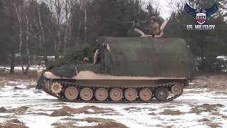M109 Paladin Artillery Crews Fire Rounds In Poland