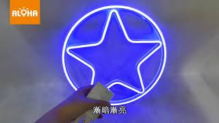 ALOHA阿囉哈LED總匯批發－圓圈星星-藍光-30cm-110V-帶閃控制器-LED霓虹燈(A-147-03-04)