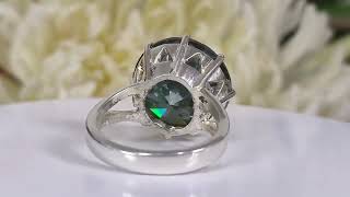 Certified RARE 10.10 Ct Greenish Blue Diamond Solitaire Ring in Prongs Style