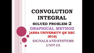 3.16 Convolution integral problem-2 | Convolution integral using graphical method | AU DEC 2016