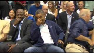 Raw Video: Kiss Cam Catches Obamas