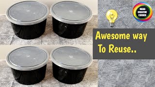 Plastic food containers reuse idea/ Waste material craft / Plastic food containers craft ideas