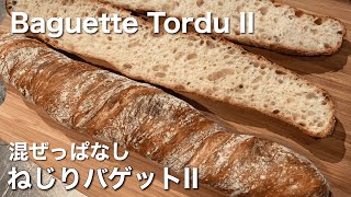 SUB) 捏ねない混ぜっぱなしほったらかし ねじりバゲット ドライイースト版 気泡の入った83％高加水 簡単レシピ/ No Knead No Fuss Twisted Baguette Recipe