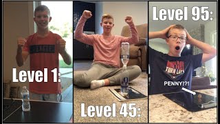 FLIP TRICK SHOTS from Level 1 to Level 100 (PENNY FLIP!?!)