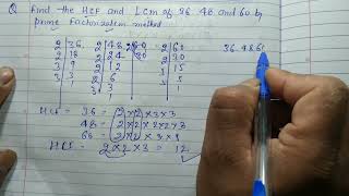 Find the H.C.F and L.C.M of 36, 48 and 60 by prime factorization methods