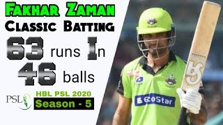 Fakhar Zaman | Classic Batting | Lahore Qalandars vs Peshawar Zalmi | Match 24 | HBL PSL 5 | 2020