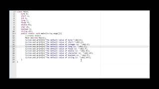 Default values for the instance variables in java