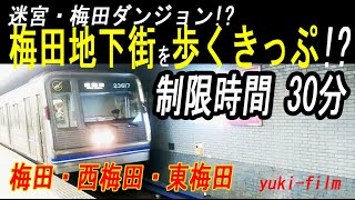 大阪・梅田地下街(迷宮、梅田ダンジョン)を歩かされる「きっぷ」!?  西梅田駅から東梅田駅へ徒歩で乗り継ぐ地下鉄。Transfer to Umeda Station. Osaka/Japan.