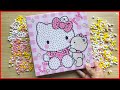 Tô màu sáng tạo mèo Kitty và gấu bông với hạt bông xốp pom -Painting Hello Kitty (Chim Xinh channel)