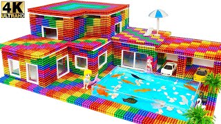 DIY- بناء منزل فيلا جميل به حمام سباحة كبير من الكرات المغناطيسية (مرضية)