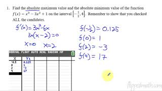 Calculus AB/BC – 5.5 Using the Candidates Test to Determine Absolute (Global) Extrema
