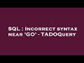 SQL : Incorrect syntax near 'GO' - TADOQuery