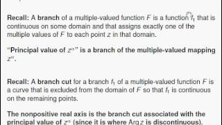 Complex Powers: Properties