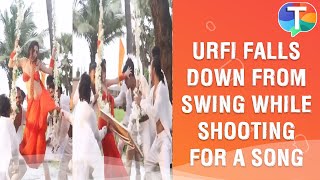 Urfi Javed SAVED from an injury as she falls from the swing in a BTS video of Haye Haye Yeh Majboori
