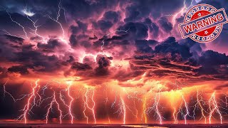 ⚠⚠❗ WARNING Violent Thunder ⚠⚠❗ Heavy Thunderstorm Sounds | Rain with Lightning for Relaxing, Sleep