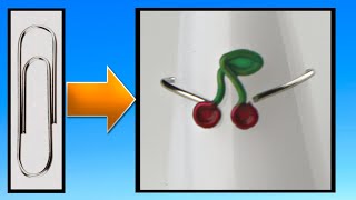 Red Cherry Paperclip Ring Wire Jewelry Making Tutorial