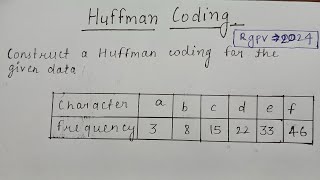 Huffman coding solve example in hindi