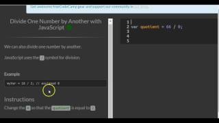 Divide One Number by Another with Javascript, freeCodeCamp Basic Javascript