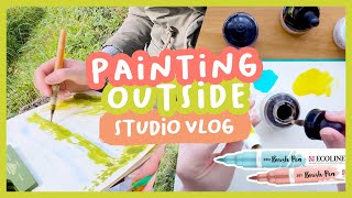 Studio Vlog | Painting plein air and hacking Ecoline brush pens! (what a fail!) 🎨