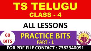 TS 4th Class Telugu Most Imp Bits | TS DSC|TS TET|TS TRT | TELANGANA SCERT CLASS 4 NEW TEXT BOOKS