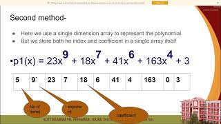 Illustrate the array implementation of polynomial addition.
