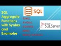 SQL Aggregate Functions with Syntax and Examples: SUM, AVG(n), COUNT, MIN, MAX Functions | DBMS