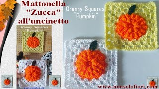 Come realizzare una Granny Square con Zucca in rilievo - Crea una mattonella Autunnale