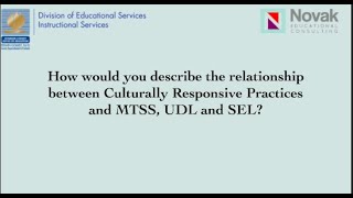 Relationship between Culturally Relevant Learning, MTSS, UDL and SEL with Mirko