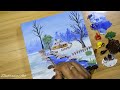 acrylic landscape painting winter morning acrylic painting for beginners