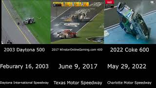 Nascar Crash Comparison 13 | Ryan Newman, Timothy Peters, and Chris Buescher Flip (High Quality)