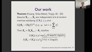 [RMT + NLA] Rachel Ward: Concentration for random matrix products, with applications