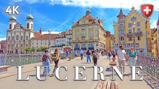 SWITZERLAND LUCERNE 🇨🇭 Stroll along Central Streets \u0026 Lucerne's Embankment / Summer walking tour 4K