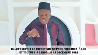 ALLEVi serait en direct sur sa page Facebook et YouTube le 16 décembre resté connecté