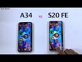 samsung a34 vs s20 fe speed test