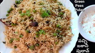 Green Peas Pulao In Telugu|Pachi Batani Pulao|Green Peas Biryani|పచ్చి బఠానీ పులావ్|Pulao Recipes