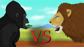 GORILLA VS LION - Fight in 2D Animation / Pivot Animator