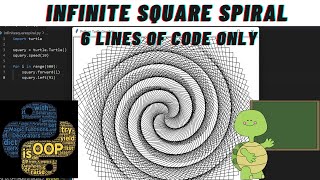 How to draw a Square Spiral in 6 lines of code with Python | Python for Beginners | Python Tutorial
