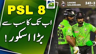 PSL-8 | Lahore Qalandars vs Peshawar Zalmi - Highest Score Ever | Geo Super