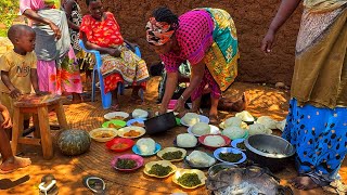 African Village life/Cooking Village food Mango Sardines stew with Ugali